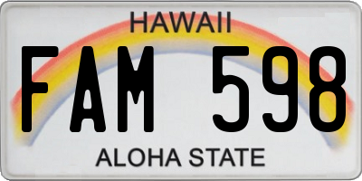 HI license plate FAM598