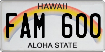 HI license plate FAM600