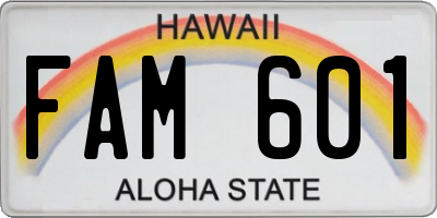 HI license plate FAM601