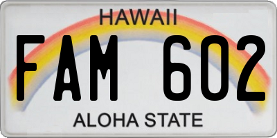 HI license plate FAM602