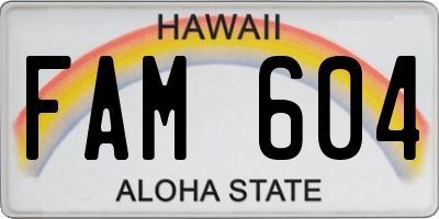 HI license plate FAM604