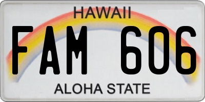 HI license plate FAM606