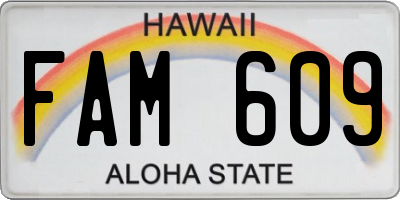 HI license plate FAM609
