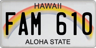HI license plate FAM610