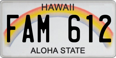HI license plate FAM612
