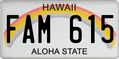 HI license plate FAM615