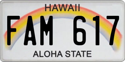 HI license plate FAM617