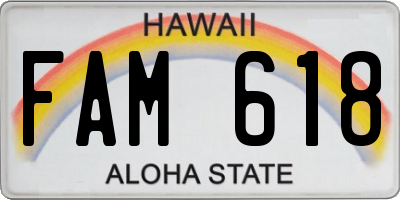 HI license plate FAM618