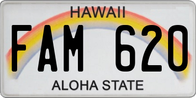 HI license plate FAM620