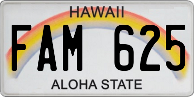 HI license plate FAM625