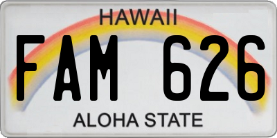 HI license plate FAM626