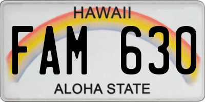 HI license plate FAM630