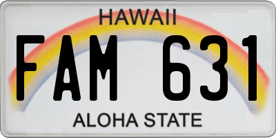 HI license plate FAM631