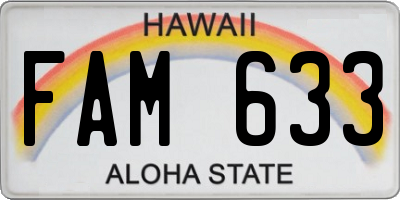 HI license plate FAM633