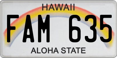 HI license plate FAM635