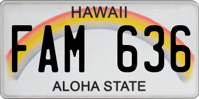 HI license plate FAM636