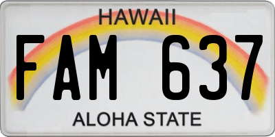 HI license plate FAM637