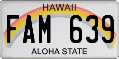 HI license plate FAM639