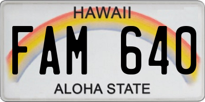 HI license plate FAM640