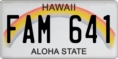 HI license plate FAM641