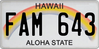 HI license plate FAM643