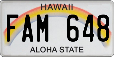 HI license plate FAM648