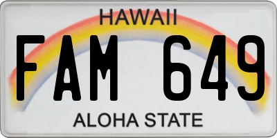 HI license plate FAM649
