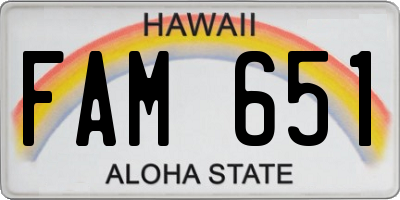 HI license plate FAM651