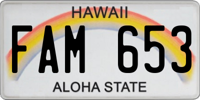 HI license plate FAM653