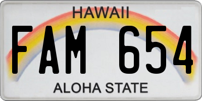 HI license plate FAM654