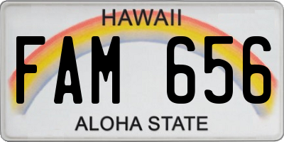 HI license plate FAM656