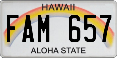 HI license plate FAM657