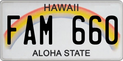 HI license plate FAM660