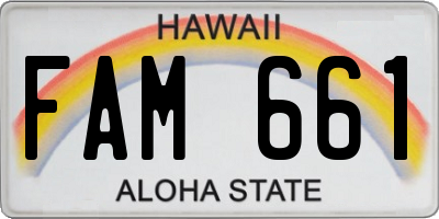 HI license plate FAM661