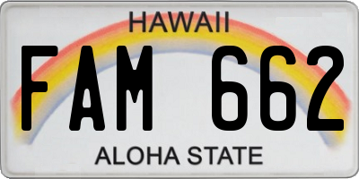 HI license plate FAM662
