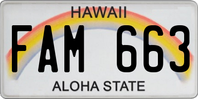 HI license plate FAM663