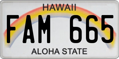 HI license plate FAM665
