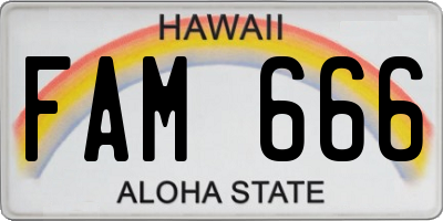 HI license plate FAM666