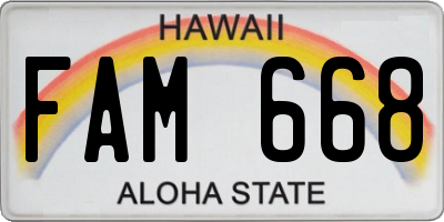 HI license plate FAM668