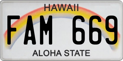 HI license plate FAM669