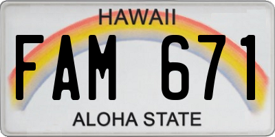 HI license plate FAM671