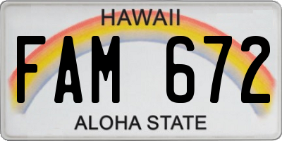 HI license plate FAM672