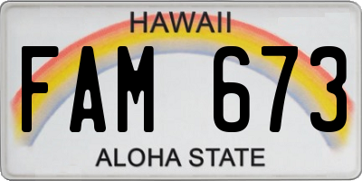 HI license plate FAM673