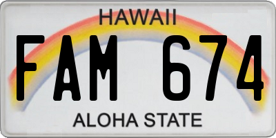HI license plate FAM674