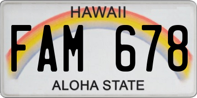 HI license plate FAM678