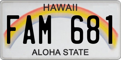 HI license plate FAM681