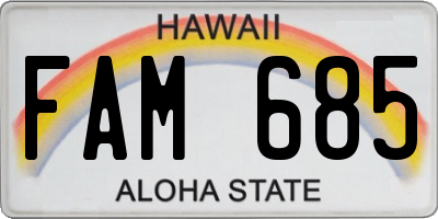 HI license plate FAM685