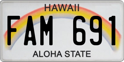 HI license plate FAM691