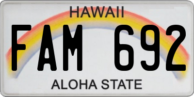 HI license plate FAM692