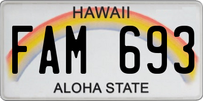 HI license plate FAM693